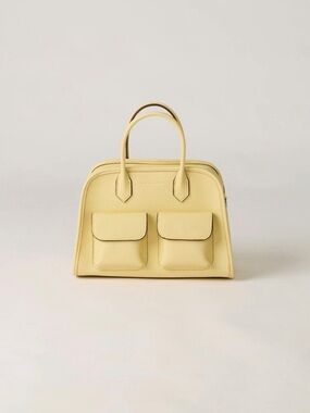 Structured Yellow Double-Pocket Satchel